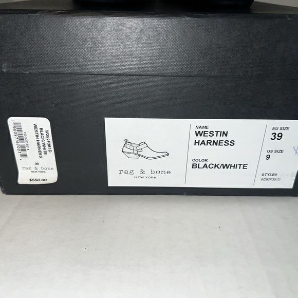 Rag & Bone Westin Harness Bootie Black/White Sz 9 (39 EU) MSRP $550- New In Box - Picture 5 of 10